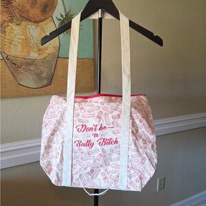 White and Red Funny Graphic Tote